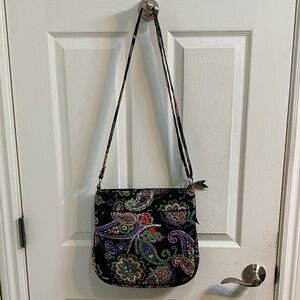 Vera Bradley Triple Zip Hipster Crossbody Purse Retired Kiev Paisley Black